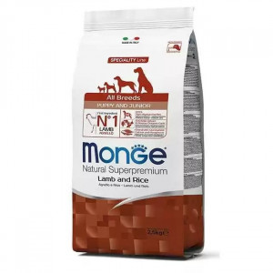 MONGE DOG PUPPY JUNIOR ALL LAMB RICE sausā barība kucēniem Jērs, rīsi 2.5kg